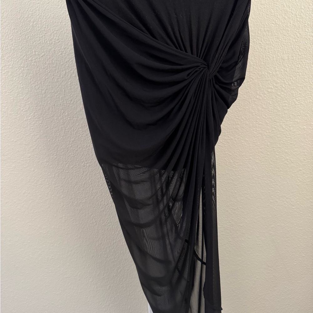 Love Culture Black Draped Midi Skirt